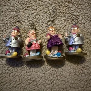 Set of Four Festive Figurine Ornaments